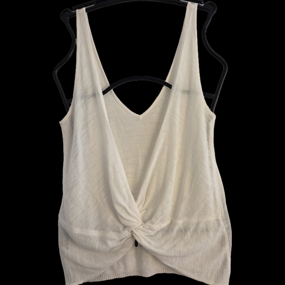 Womens LULULEMON V NECK TANK w/KNOTTED BACK Linen Blend Knit Cottagecore summer! - Picture 2 of 4